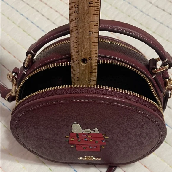 Coach Maroon Crossbody Bag with Snoopy Graphic - Picture 12 of 14